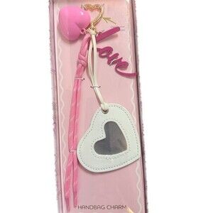 Rampage Heart Keychain Handbag Charm Pink Tassel Clear Photo Window